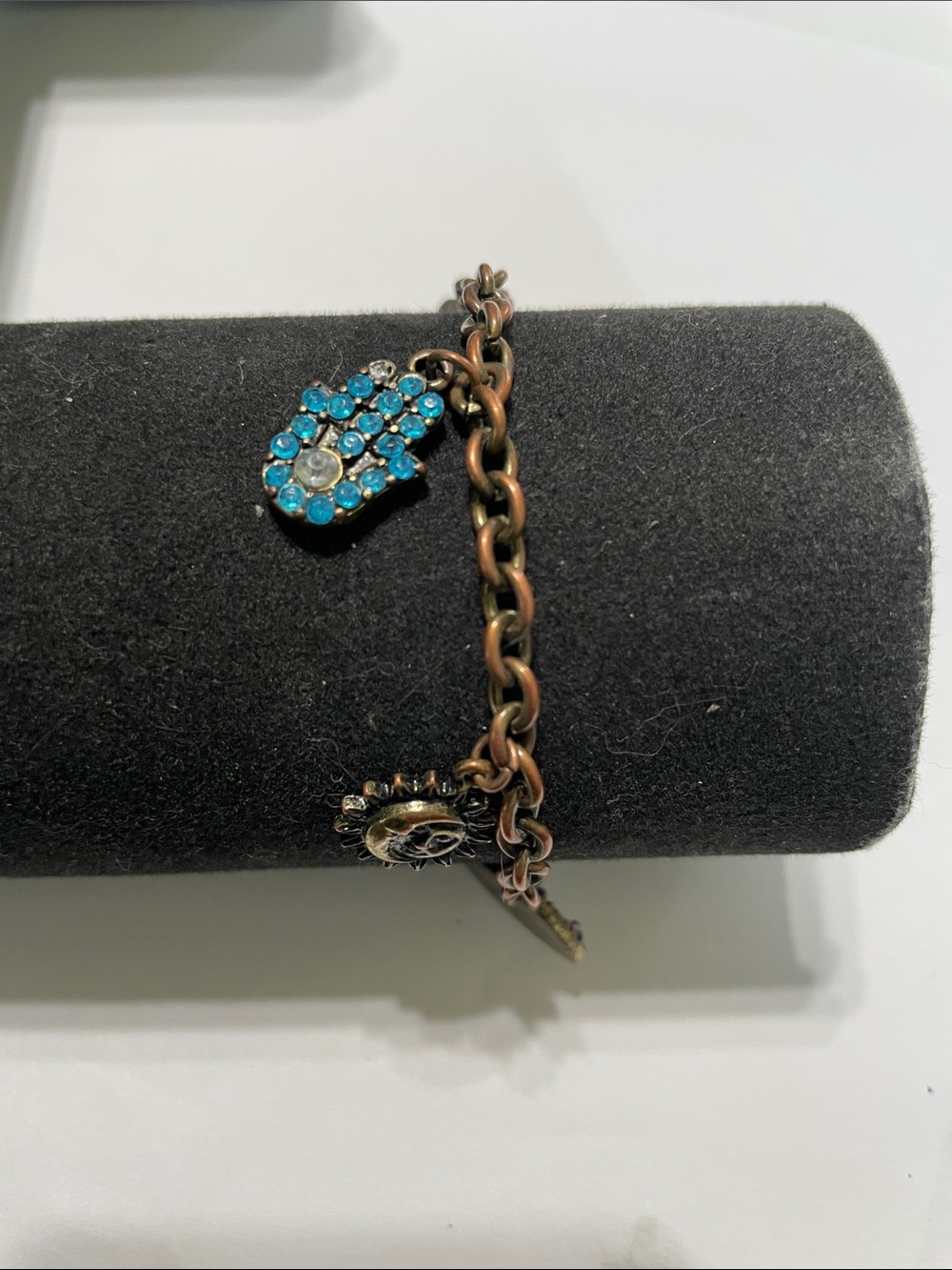 Claire’s Turquoise Crystal Hamsa Charm Bracelet